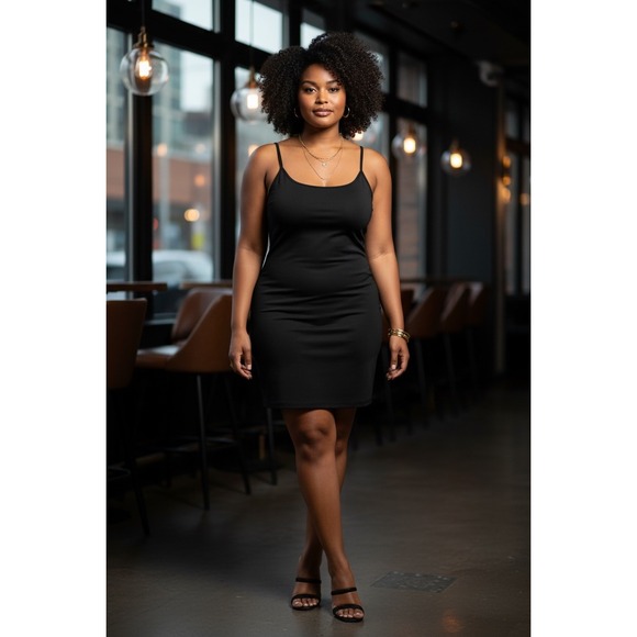 Good American Dresses & Skirts - Good American Mini Dress 2X Black Scuba Bodycon GDW0228 LBD Capsule Minimalist